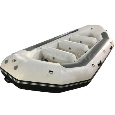 China High Quality Fiberglass + PVC or Hypalon Pontoon 14ft White Water River Raft 4.3m R430 for sale