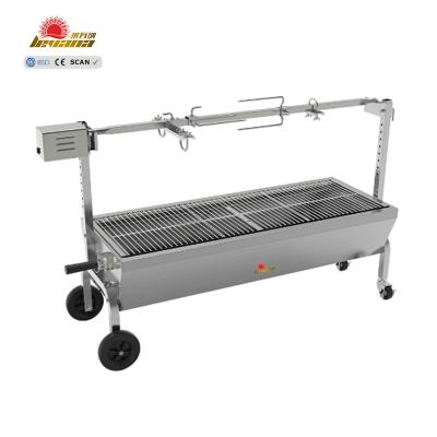 China Large Size Region Quality Stainless Steel BBQ Grill Adjustable Charcoal Grill Cart with Rotary for Portable Heavy Duty BBQ for sale