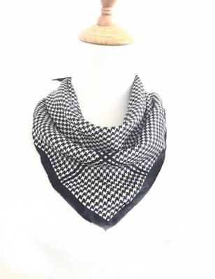 China Fashion Soft High Quality Houndstooth Print Lady 100% Custom Silk Square Scarf 60X60cm for sale