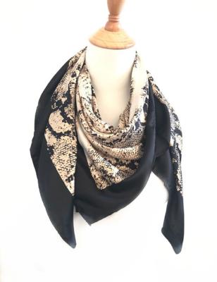 China Poly Satin Cheap Prices Very Soft Custom Design Animal Snakeskin Satin Square Scarf for sale