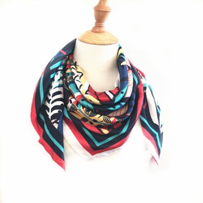 China Wholesale Customized New Design Digital Printing Silk Scarf Polyester Printing Square Head Accessories Satin Hijab Scarf for sale