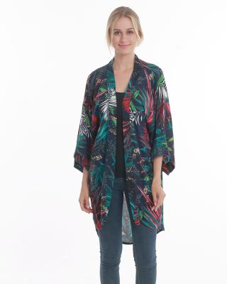 China Breathable High Quality Floral Printed Custom Design Print Women Rayon Kimono for sale