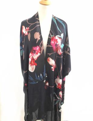 China Beautiful Breathable High Quality Flower Print Women Rayon Kimono for sale