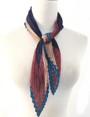 China Hot Selling Polyester Chiffon Custom Design Girl Pleated Chiffon Hair Tie Scarf for sale