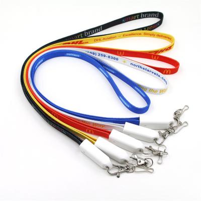 China MP3/MP4 Player 2021 Hot Selling Product Braided Data Cable Multifunctional Lanyard Cable 2 in 1 Lanyard Charging Cable for sale