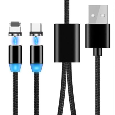 China Magnetic MP3/MP4 Player Factory 2 in 1 Magnetic USB C Cable Micro USB Charging Fast Charging Cable for sale