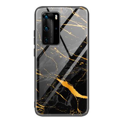 China Hot Selling New Designer Marble Shockproof Phone Case For Huawei p30 P40 pro plus Y6 Y7 Y8 Anti-drop Defense Case Tempered Glass Phone Case for sale