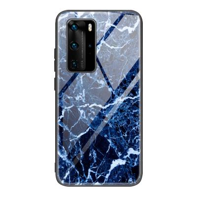 China Marble Shockproof Phone Case For Huawei P40 P30 P20 Lite 30 Mate 20 pro Honor Glass TPU+Tempered 2 in 1 Phone Cover for sale