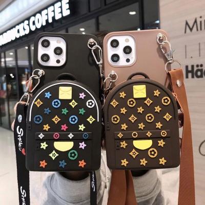 China new Anti-fall design cartoon zipper wallet cell phone case for phones 13 pro Max Silicone Coin Wallet Purse 12 11 luxury backpack case for sale