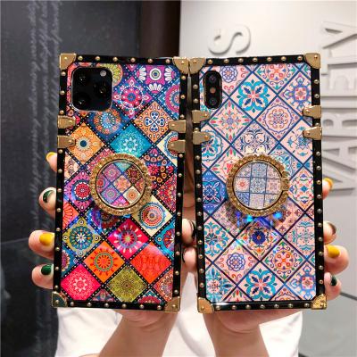 China Wholesale Anti-fall Customization Style Blu-ray Ring Holder Ethnic Cell Phone Case New Retro For max pro cover iphone12 13 pro 11 max for sale