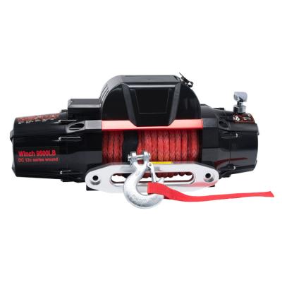 China New design 9500lbs traction badland AUTO anchor trailer automatic 4x4 cable winch with synthetic rope for sale