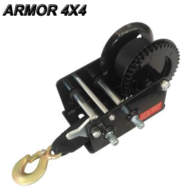 China AUTOMATIC Small 2000lbs Mini High Speed ​​Logging Manual Hand Anchor Winch With Strap for sale