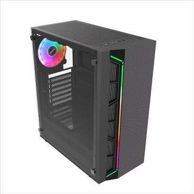 China With Side Panel Steel Window LED Strip Gaming Computer Case PC Case Gamer for sale