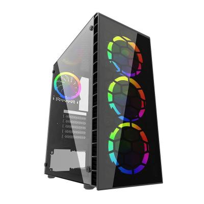 China With Window 2021 New Design Side Panel ATX Mid Tower Steel Plastic Computer Case With Glass Top In Stock Gaming Case for sale