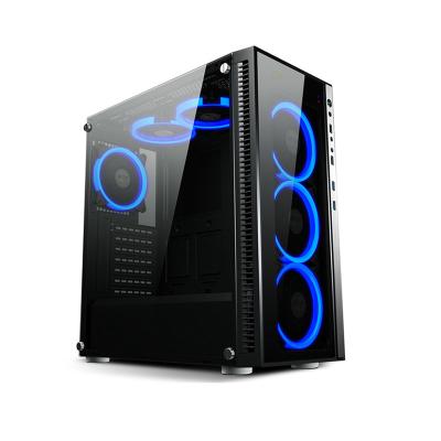 China USB2.0*2+USB3.0*2+ HD MI AUDIO 2021 Custom Tempered Glass Tower Chassis Computer Case PC Gaming Case for sale