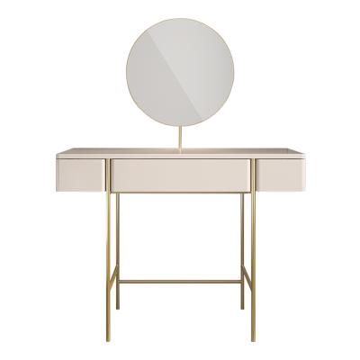 China Other Dresser Cream Style Bedroom Furniture Light Luxury Luxury Single Drawer Round Built-In Solid Color Atmosphere Round Mirror Storage for sale