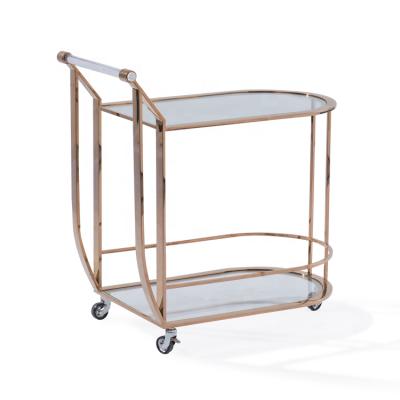 China Modern Luxury Gold And Silver Metal Wine Food Serving Cart Bar Cart for sale