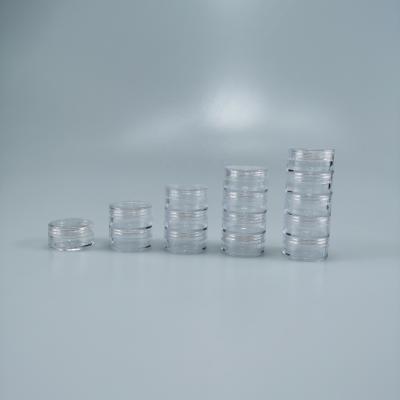 China 5pcs 3g 3ml PS Cream Jar Pill Bottle Eco-friendly Stackable Transparent Test Bottle For Loose Powder for sale