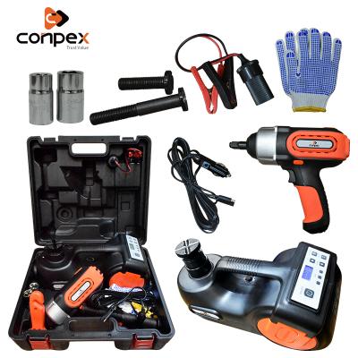 China Conpex automotive ISO9001 4 in 1 Electric wrench 12V portable car jack kit 5 Ton Air Pump Lifting Tool Set for sale