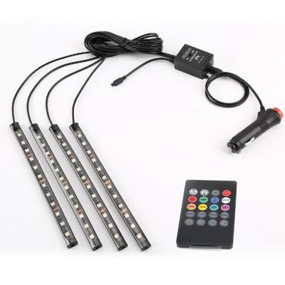 China New car led strips12V RGB Flexible Led Strip remote sound activated control Car Internal Interior Foot Atmosphere Light for sale