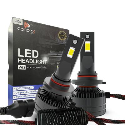 China New product V63 CE RoHS 65W high power Black 9005 9006 hb3 led headlight with Strong Canbus for sale