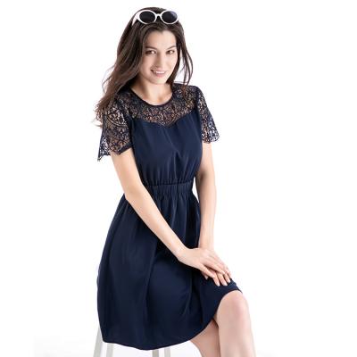 China hot sale Anti-wrinkle dresses women sexy temperament prom summer dresses women casual 100% polyester o neck casual dress for women for sale