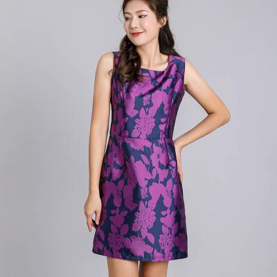 China Wear Well Without Deformation Wholesale Summer Dress Women O Neck Fashion Dresses Jacquard Formal Dress for sale