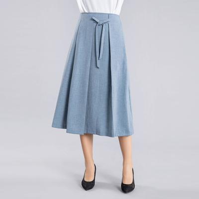 China Comfortable To Wear / Easy To Match Skirts Women Summer High Waisted Casual Bow Length Polyester Mid Slimming Skirts For Women for sale