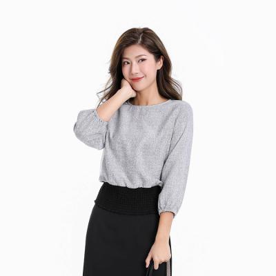 China Fashion Special All-match Fabric Texture Yarn Texture Yarn Shirt Women's High-Low Pullover Shirt Women Round Neck Shirts For Women Casual Blouses for sale