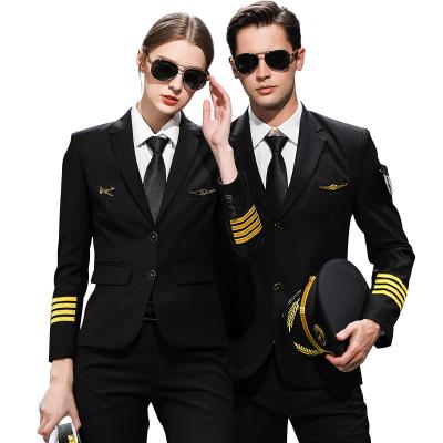 China Unioforms Custom Design Military Women Airport Airline Uniform Fashion Pilots With Accessories Aviation Airline Captain Pilot Uniform for sale