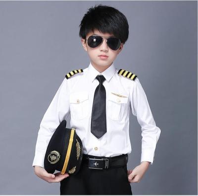 China Performance Daily Life Children's Flight Airline Pilot Uniform Dress Shirt for sale