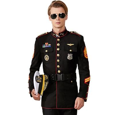 China Officer Uniform Set US Stand Collar Navy Captain Uniform For Officer Merchant Navy Uniform for sale