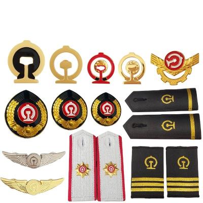 China Classic Design Nickel Free Accessories For Uniforms Badge Epaulets Armband Metal Collar Railway Badge for sale