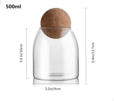 China Keep Dry 500ml High Borosilicate Soft Glass Kitchen Canister With Wooden Lid for sale