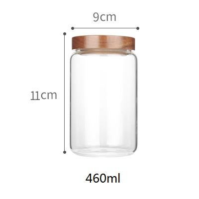 China Keep Dry 16oz Round High Borosilicate Glass Storage Jar With Acacia Wood for sale