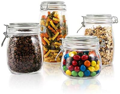 China 1500ml 50OZ Large Size Sustainable Glass Food Storage Jar With Clip Glass Lid for sale