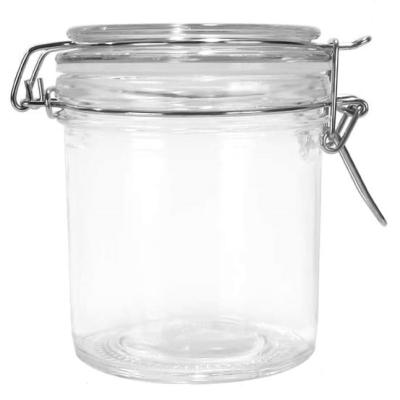 China Steamable 300ml Right Side Round Shape Glass Storage Jar With Airtight Lid for sale