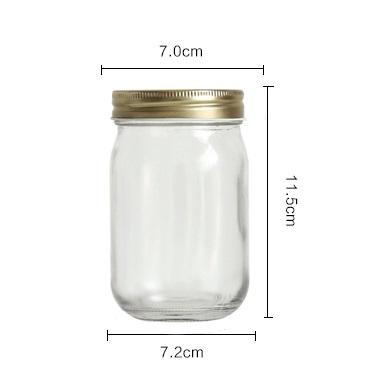 China Hot Selling Freshness Preservation 380ml Smooth Outdoor Honey / Jam Storage Glass Jar With Metal Lid for sale