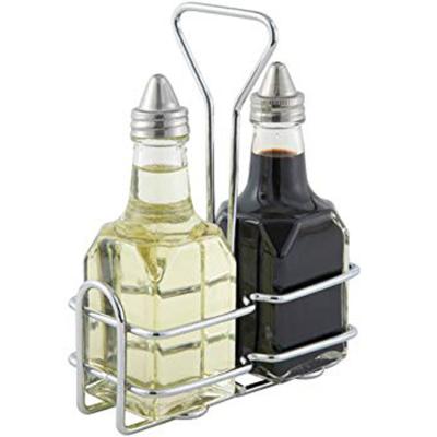 China Freshness Preservation Best Selling Wholesale 2pcs Holder Set Glass Oil Vinegar Dispenser for sale