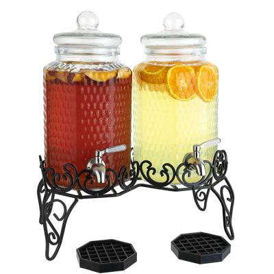 China 2 Pack Freshness Retention Glass Beverage Dispenser with Sturdy Metal Base Hanging Charts and Plastic Pins for sale