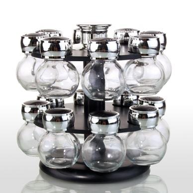 China 16 Pcs Glass Condiment Serve Freshness Keeping Round Set and Small Bottles of Salt and Pepper Shakers for sale