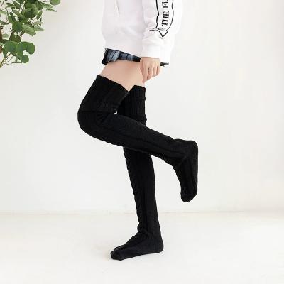 China Breathable Hot Selling Winter Leg Warmers Thigh High Socks Over The Knee Knitted Socks For Women for sale