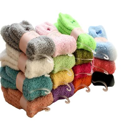 China Colorful Cute Soft Warm Women Comfortable Fuzzy Socks For Girl Knitted Breathable Soft Winter Microfiber Floor Sleeping Wholesale for sale