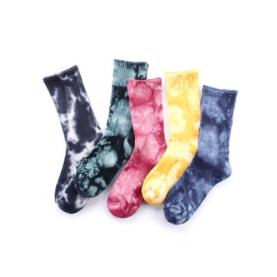 China OEM Wholesale Fashion Regular Colored Casual Dip Dye Cotton Sporty Tie Dye Socks for sale