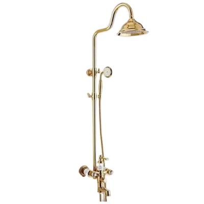 China With Nanan Guanshu Goods Price Sanitary Good Quality Sliding Bar European Style Bathtub Shower Set Copper Shower Column for sale