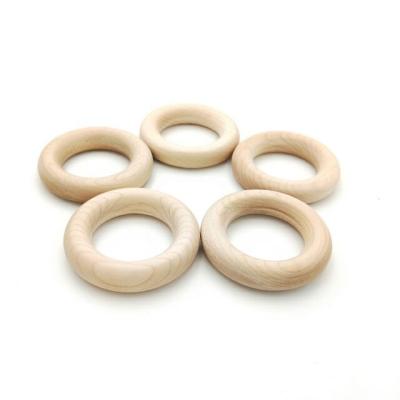 China 100%food Grade 100%food Grade Wooden Teether Round Shape Baby Beech Wood Teether Eco-friendly Non-Toxic Organic Hanging Teethers for sale