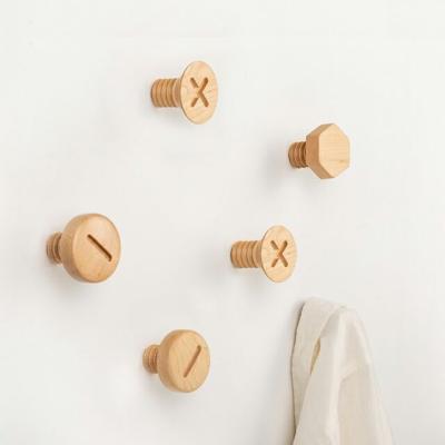 China Viable New Products Most Popular Screw Style Wall Mounted Wooden Hat Hanger Hooks for sale