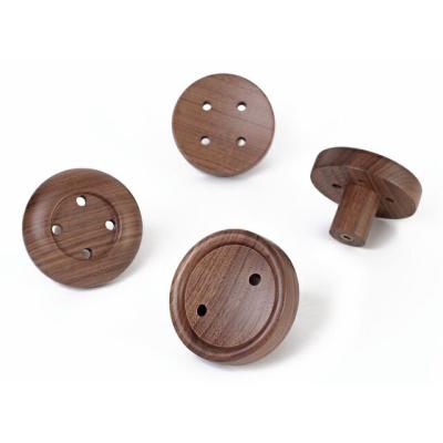 China Customized Sustainable Factory Round Walunt Large Wooden Wall Hooks For Clothes for sale