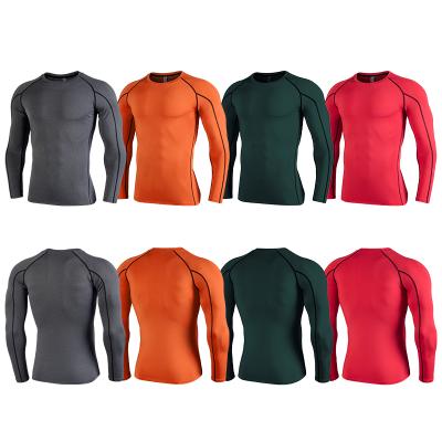 China Wholesale Breathable Gym Fitness Men's Jogging T-Shirts Long Sleeves Long Sleeves Milk Silk Compression Multicolor Sports Shirts Men for sale