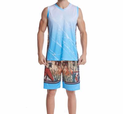 China Latest Design Retro Printing Holiday Style Majestic Jersey Set Basketball Antibacterial Breathable Uniform for sale